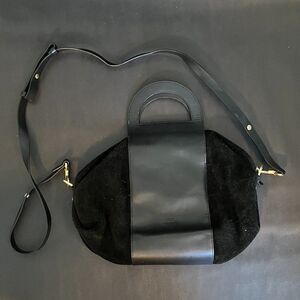 Kate Spade Saturday Black Cut-Out Handle Duffel Tote Suede With Leather